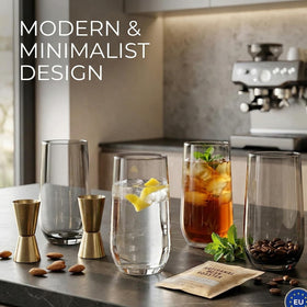 Biandeco translucent black glassware elevates table presentation.