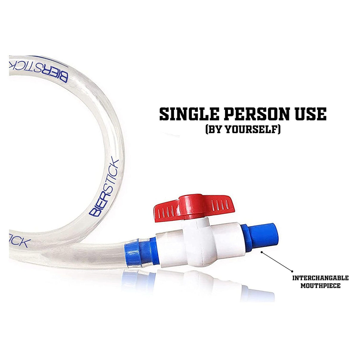 Bierstick five interchangeable mouthpieces offer comfort and color-coded fun.
