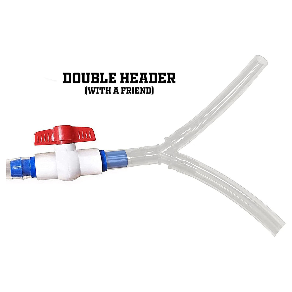 Bierstick Y-attachment enables single or double header use at parties.