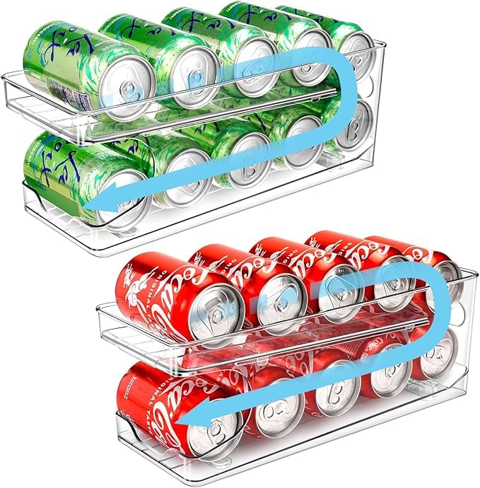 BingoHive rolling soda can organizer top view for easy access and FIFO flow.