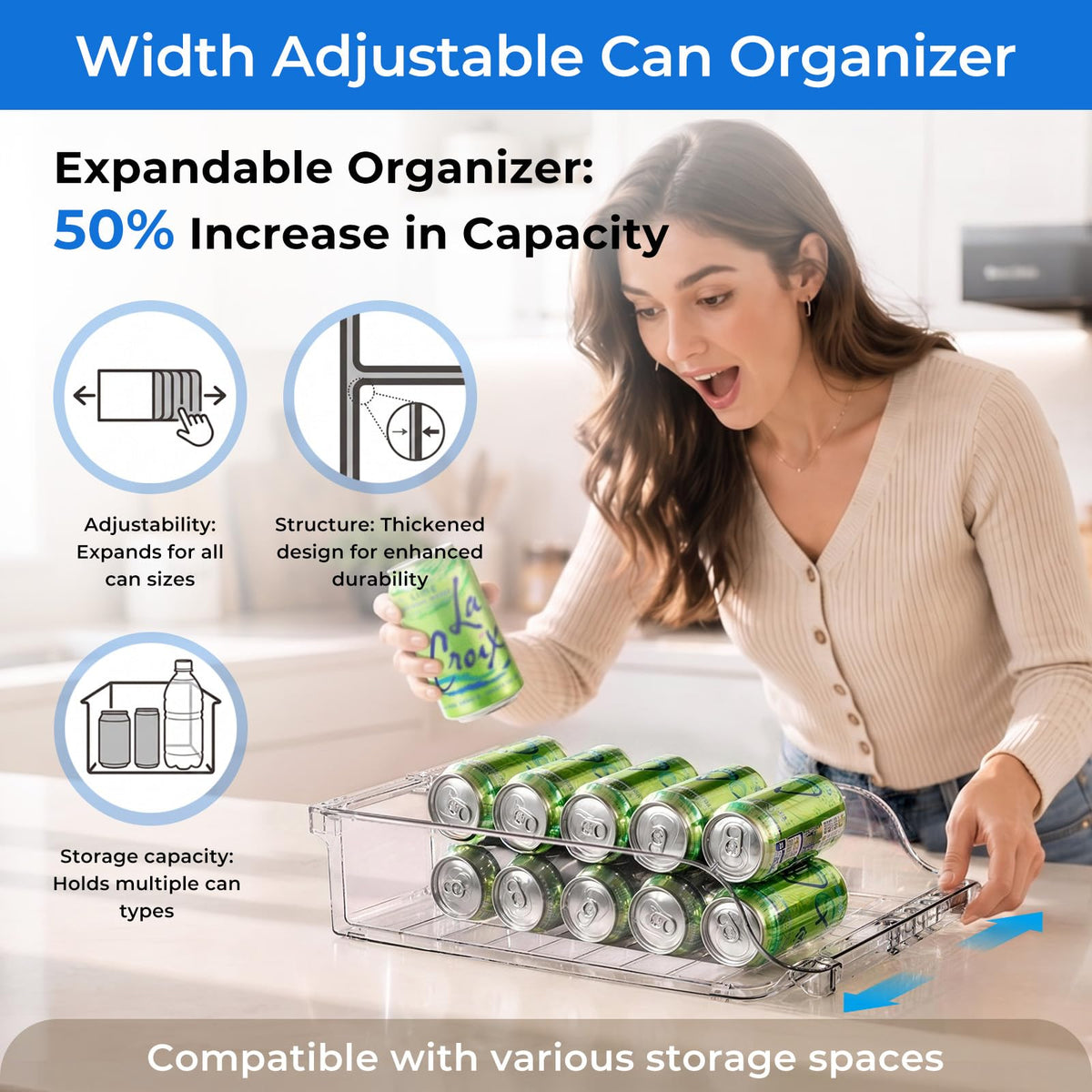 BingoHive clear fridge storage bin shows inside items at a glance.
