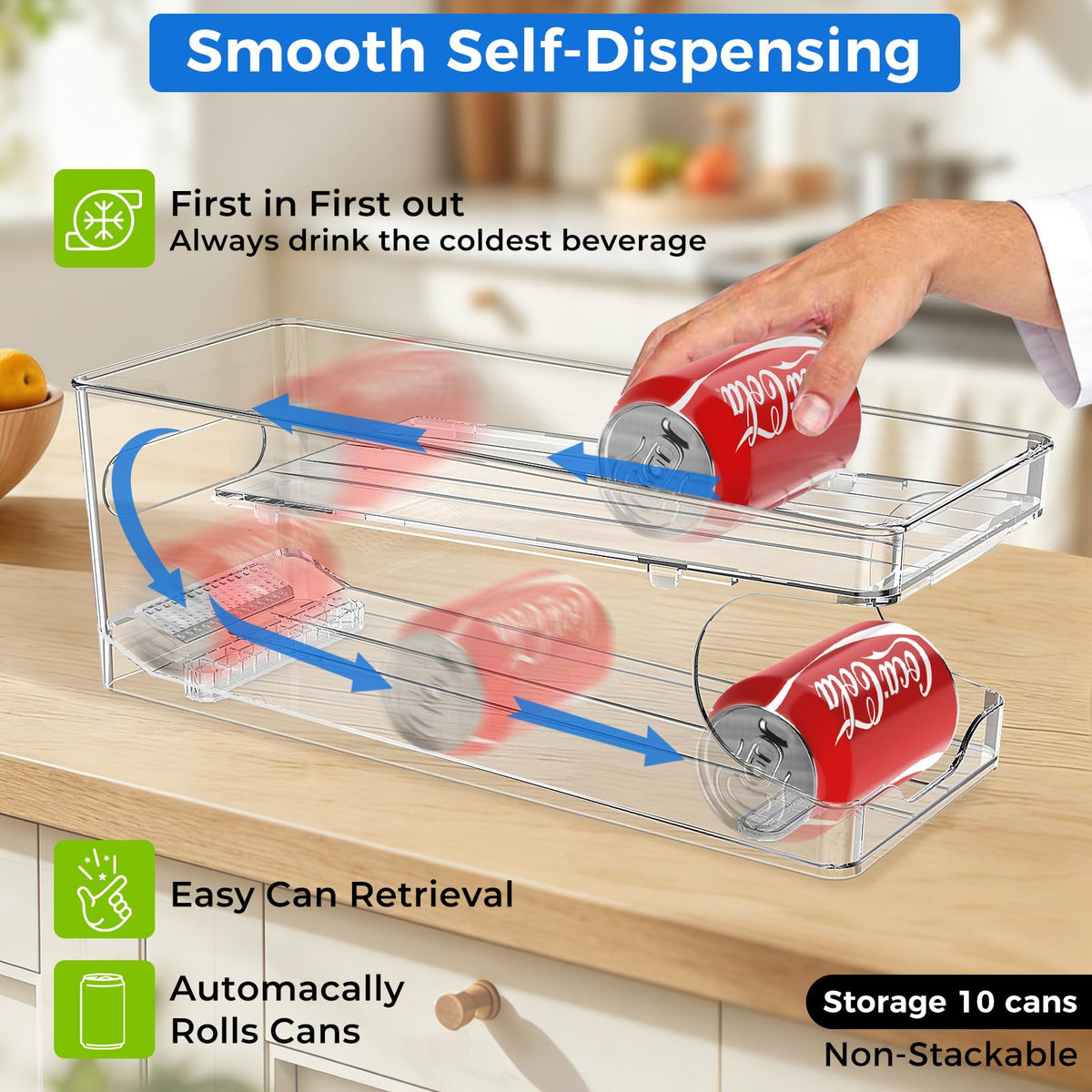 BingoHive rolling can organizer dual-layer design close-up.