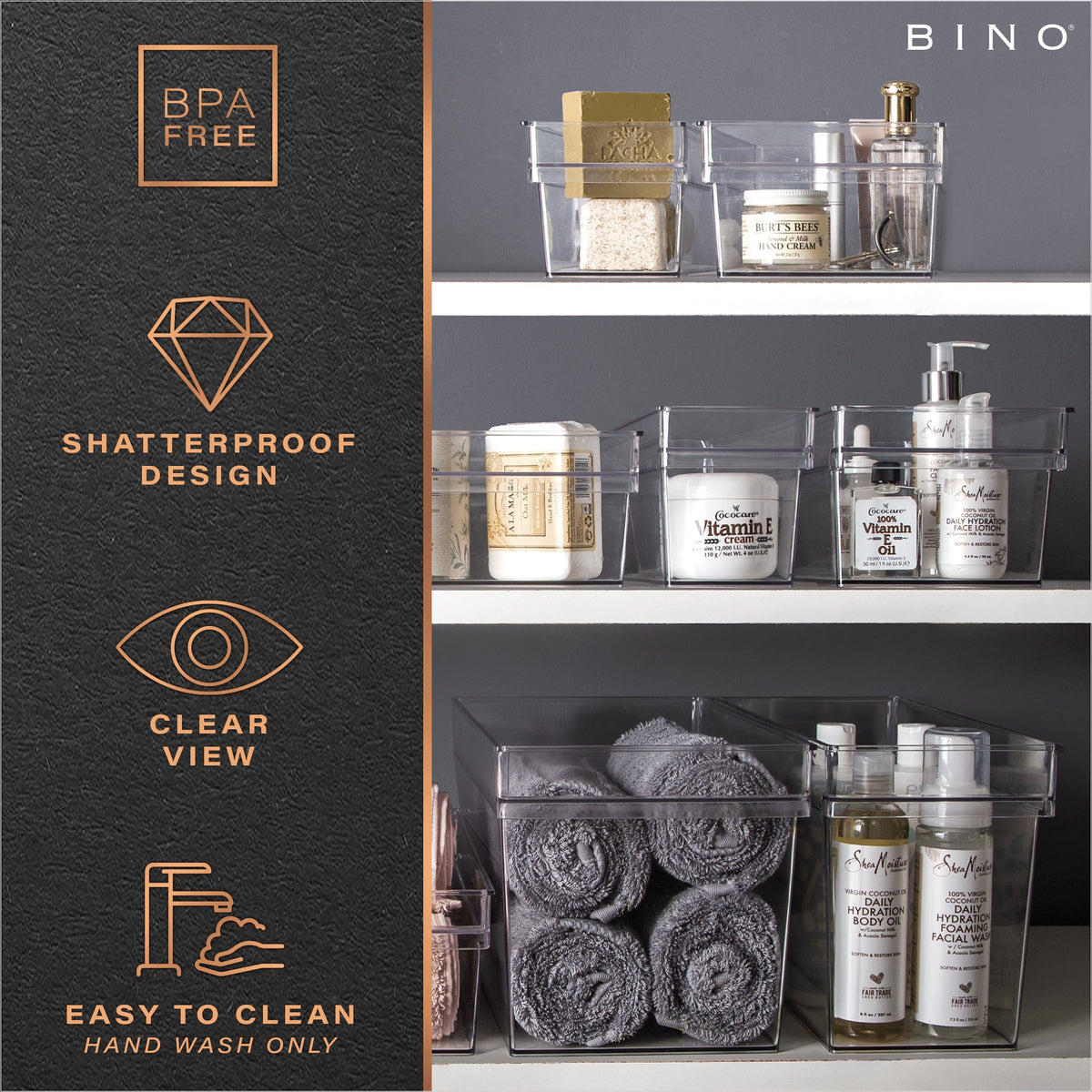 BINO large deep bin cabinet storage suitable for drawers and cupboards