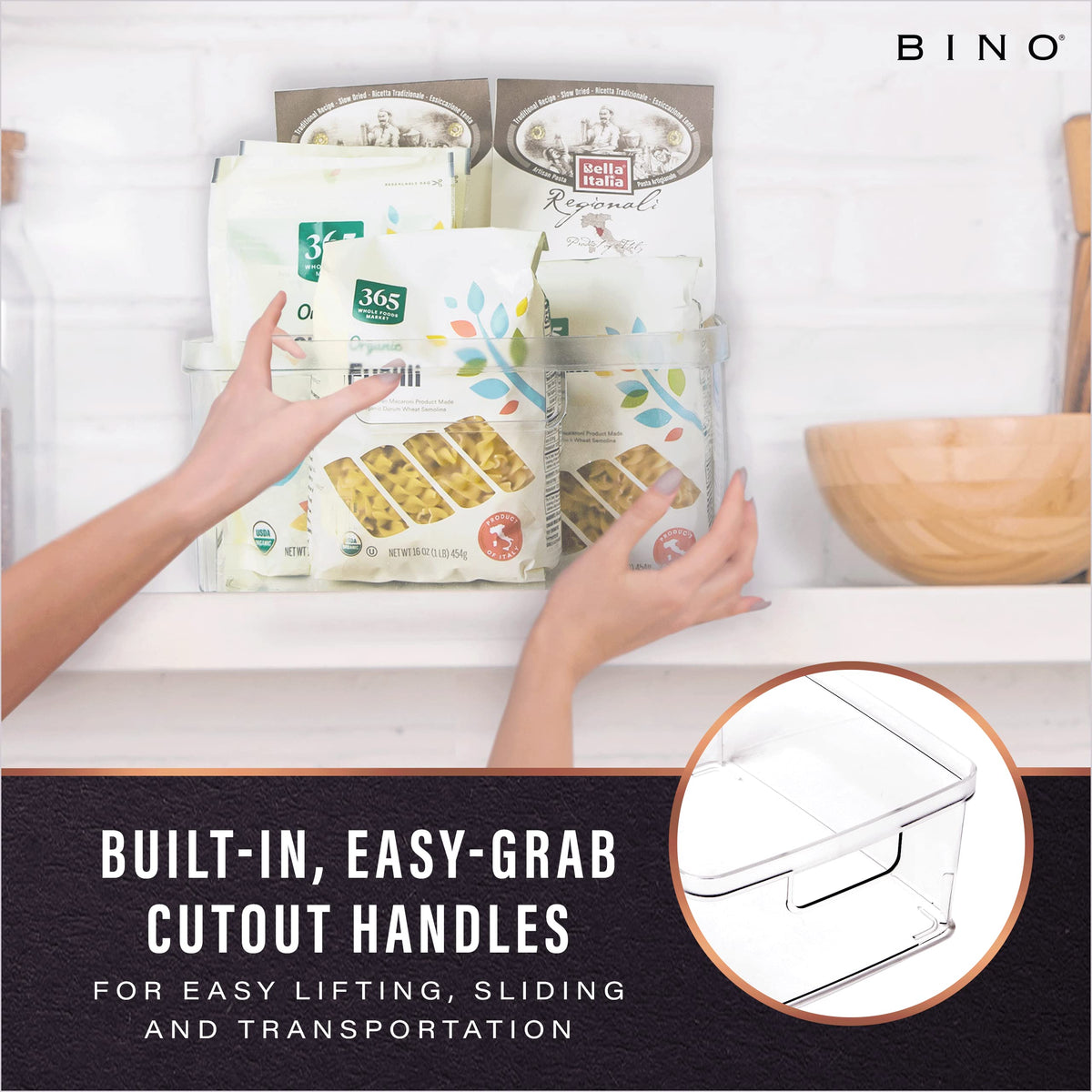 BINO Lucid small bin in fridge use for fresh produce separation