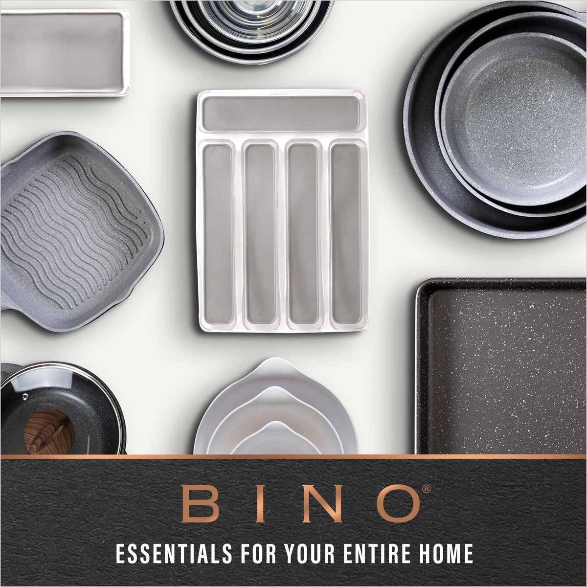 BINO multiuse storage bin for organized spaces in kitchen or bath.