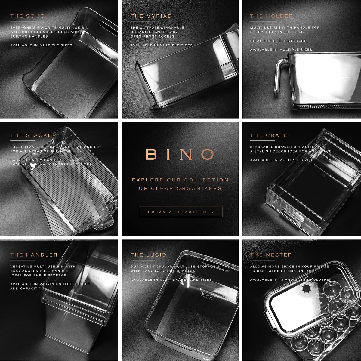BINO see-through pantry bin helps identify items instantly.