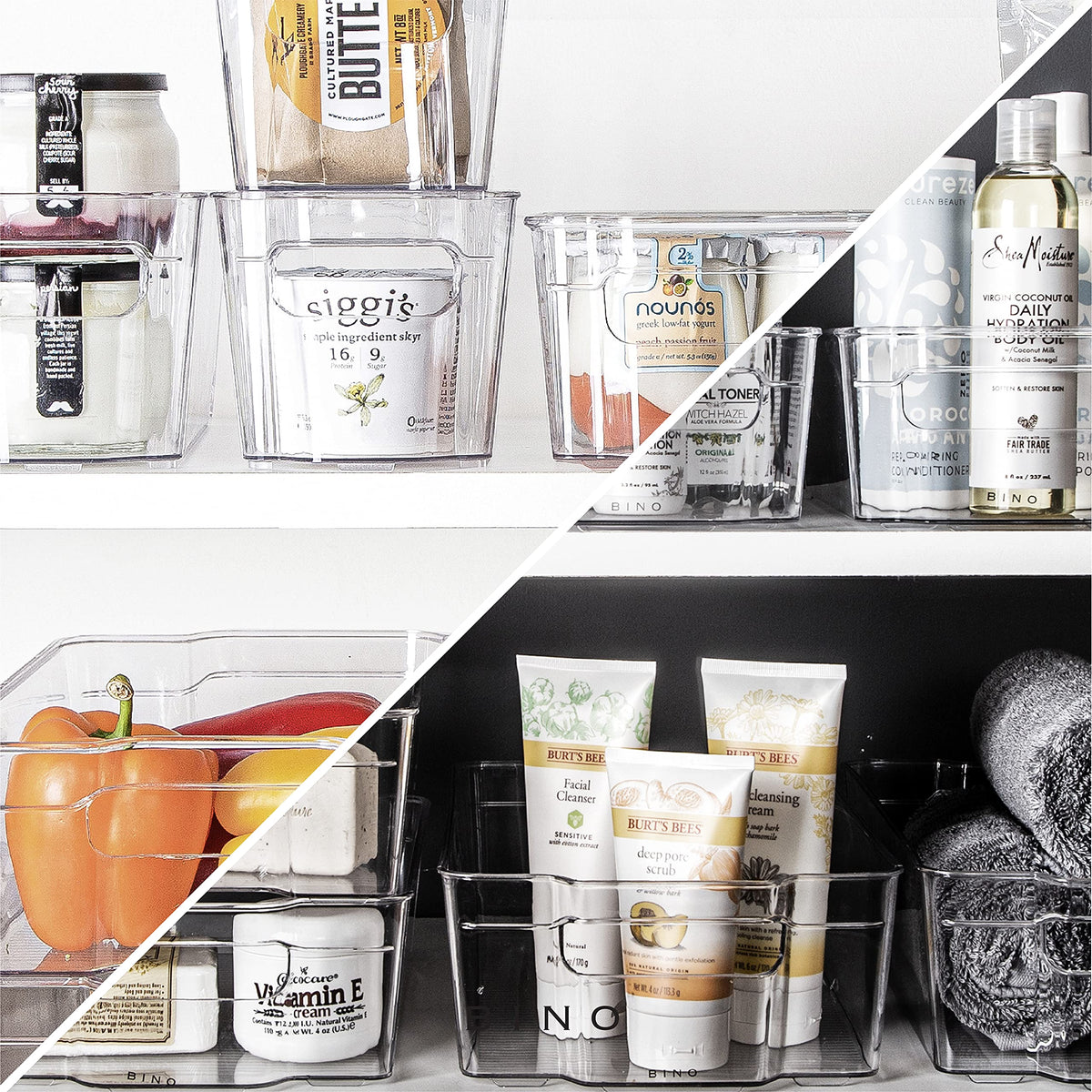 BINO shatter-resistant bin protects contents from accidental drops.
