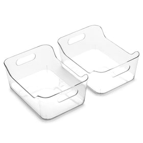 BINO small storage bin in clear front view showing organized pantry essentials.