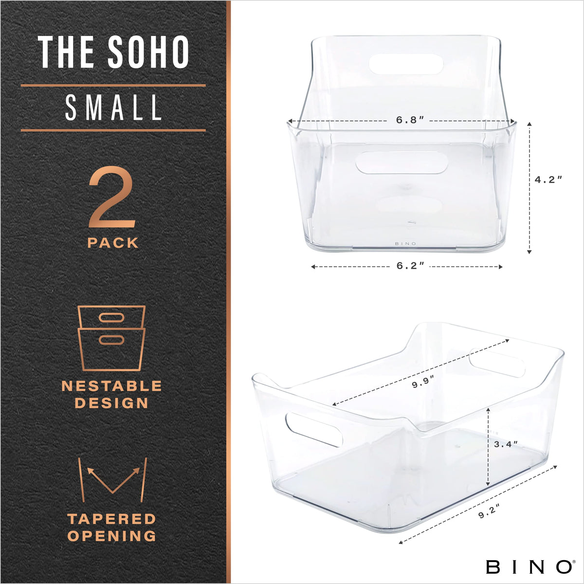 BINO small storage bin with built-in handles for easy lifting and sliding.