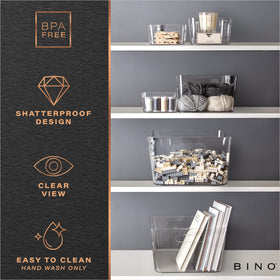 BINO kitchen organizer bin in clear material keeps bottles visible