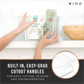 BINO Soho Collection bin clear side view with built-in easy-grip handles