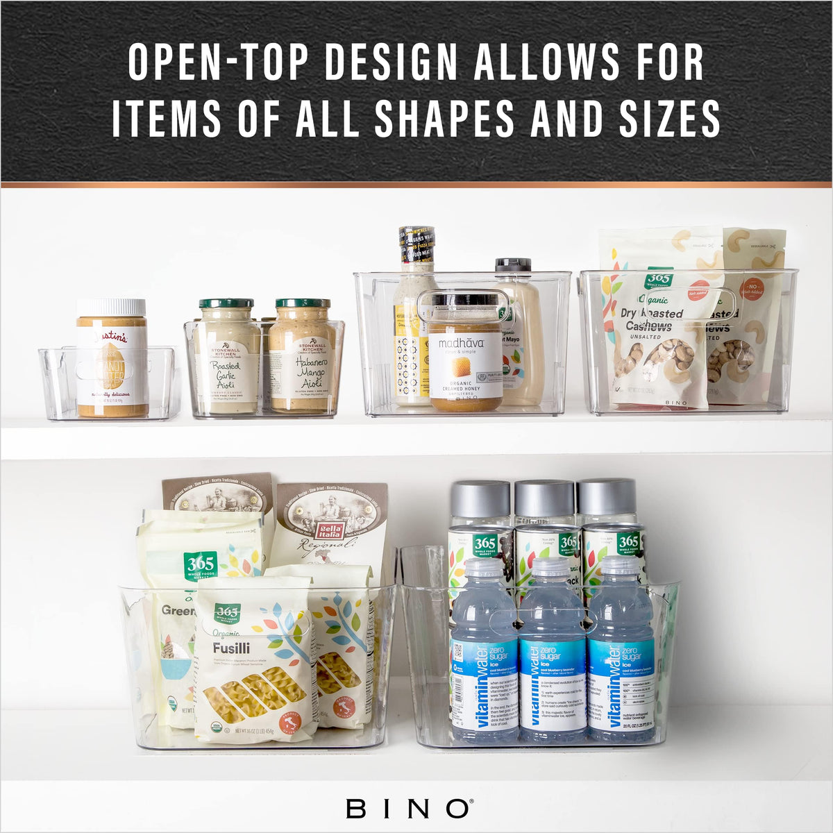 BINO X-Large 4-pack stackable storage demonstrates versatile kitchen organization