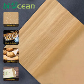 Biocean parchment sheets in oven for even heating and cleanup