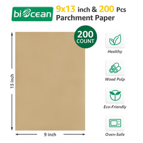 Biocean unbleached brown parchment paper stack, heavy-duty and non-stick