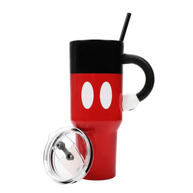 Bioworld Disney Mickey Mouse 40oz tumbler front view with arm handle for daily hydration