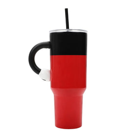 Bioworld Mickey Mouse 40oz tumbler on desk showcases generous capacity