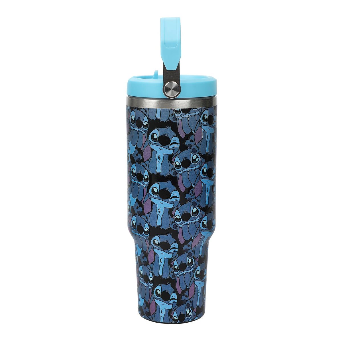Flip straw lid feature for convenient sipping on the go.