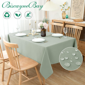 Biscaynebay square tablecloth draped over a table for a luxurious look