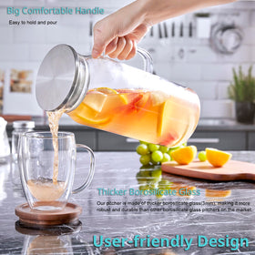 Bivvclaz glass pitcher wide mouth opening easing filling and cleaning.