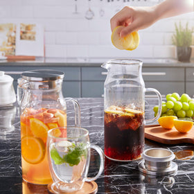Bivvclaz dishwasher-safe glass pitcher for easy cleanup.