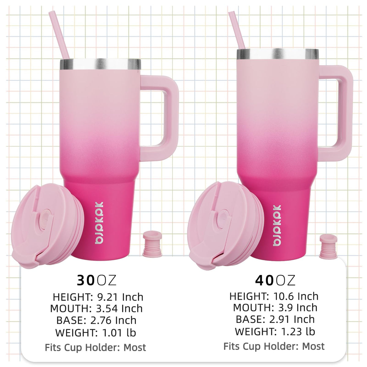 BJPKPK 30oz tumbler cup-holder friendly bottom fits most car holders.