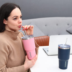 BJPKPK 30 oz tumbler with powder-coated finish stays dry and neat while held.