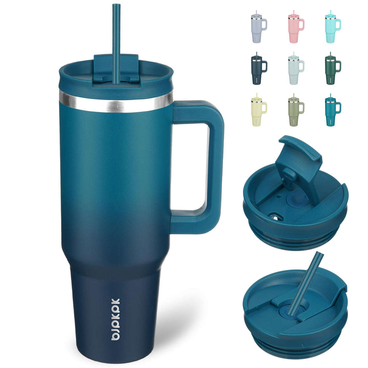 BJPKPK 40oz tumbler with handle in indigo black keeps drinks temperature on the go
