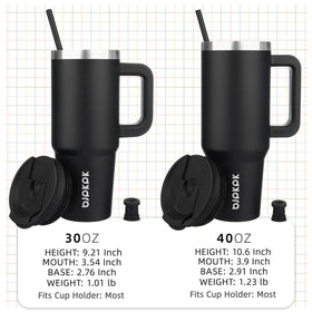 BJPKPK tumbler with narrow base and wide mouth for easy filling and cleaning.