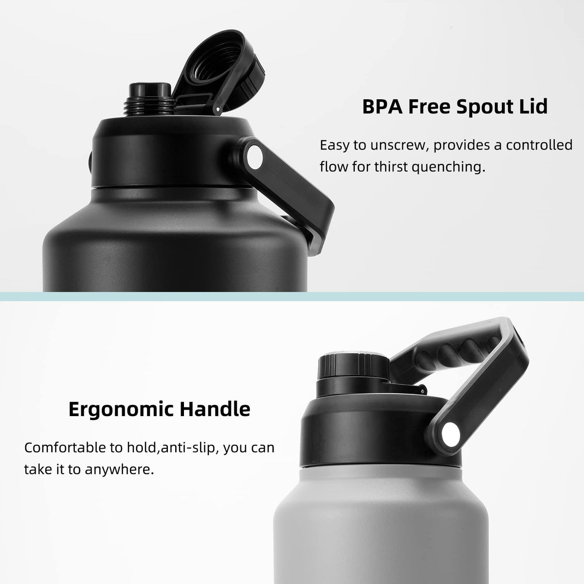 BJPKPK 64 oz bottle anti-slip bottom helping it stay in place.