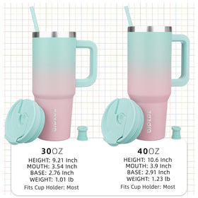 BJPKPK ergonomic silicone handle provides a comfortable grip on the bubble gum tumbler