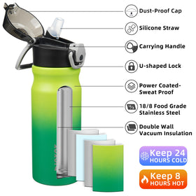 BJPKPK insulated bottle with double-wall keeps beverages hot or cold longer.