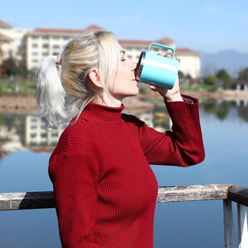 BJPKPK powder-coated matte finish mug with durable, non-slip surface.