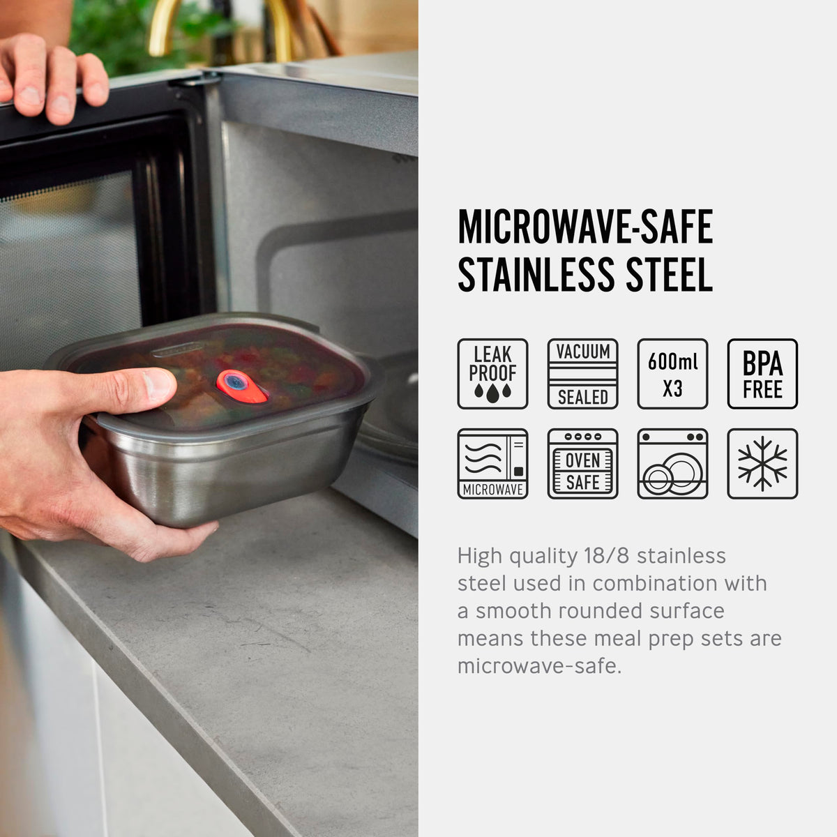 BLACK + BLUM Lunch Bowl Set with open lid for easy access to contents.
