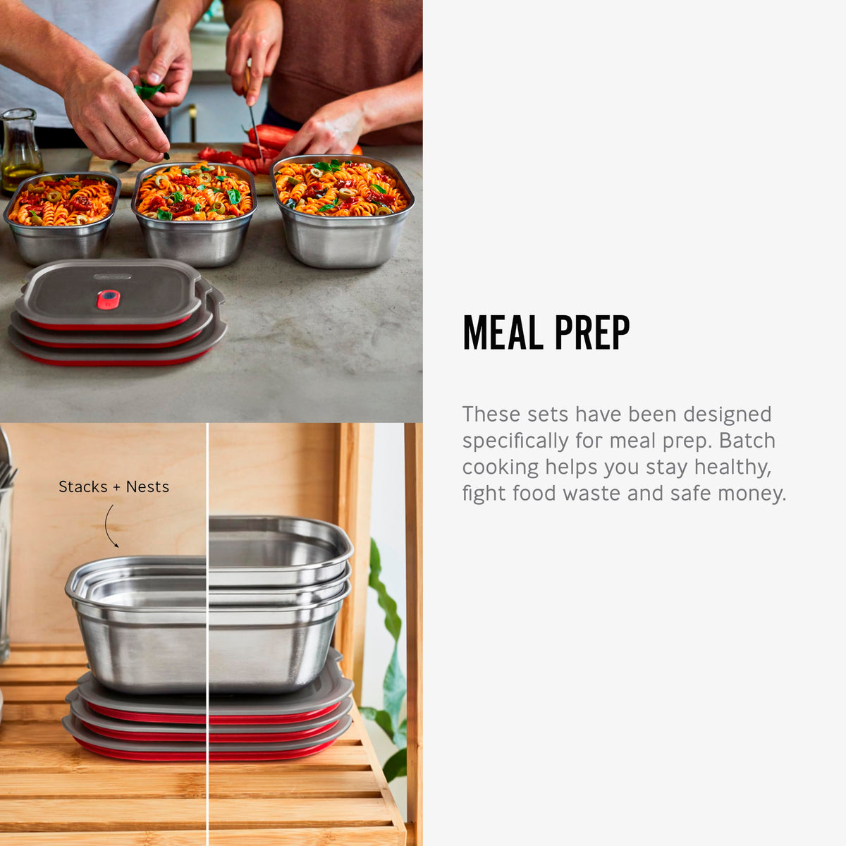 BLACK + BLUM lunch box set stackable design for compact storage.