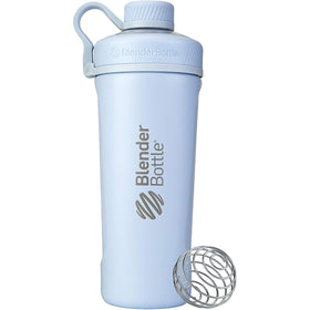 BlenderBottle Radian insulated bottle Arctic Blue front view showing leak-proof cap and cold-holding design.