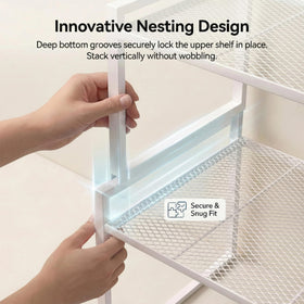 BlisXybion heavy-duty shelves showing 44 lb capacity for cans and jars