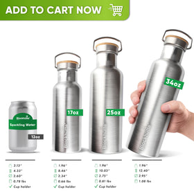 Blockhütte bottle with ice water emphasizes cold drinks lasting hours.