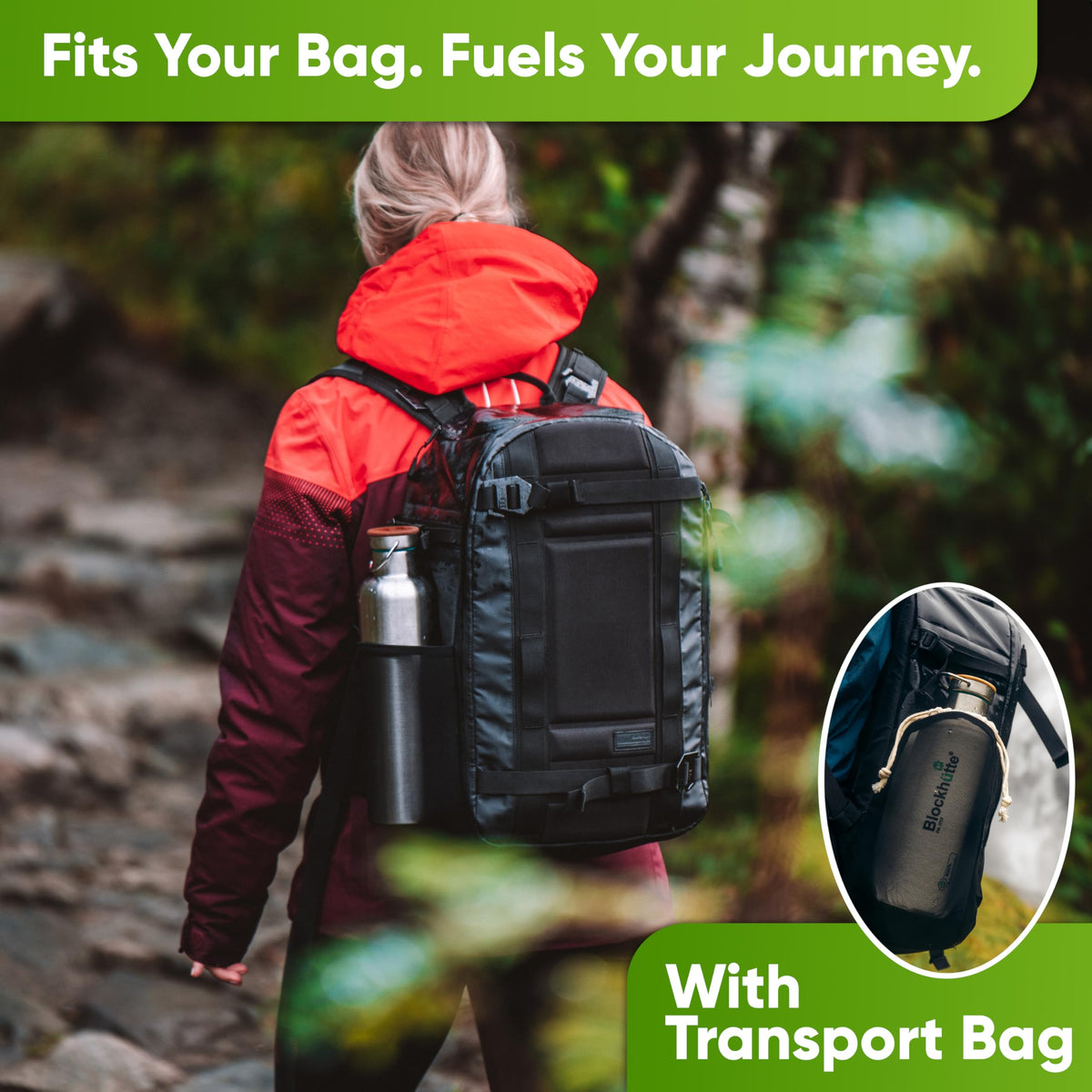 Blockhütte kid-friendly bottle fitting backpacks and school days