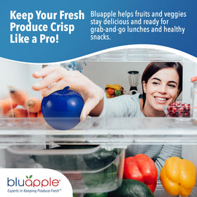 BluApple 2-pack packaging highlights versatile fridge and bowl storage.
