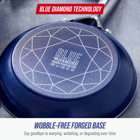 Blue Diamond warp-control base ensures even heating and durability.