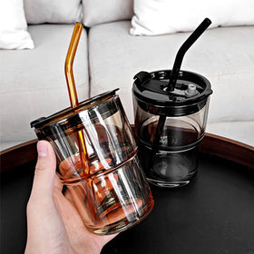 BluePolar amber tumbler used for hot coffee or iced tea on the move.
