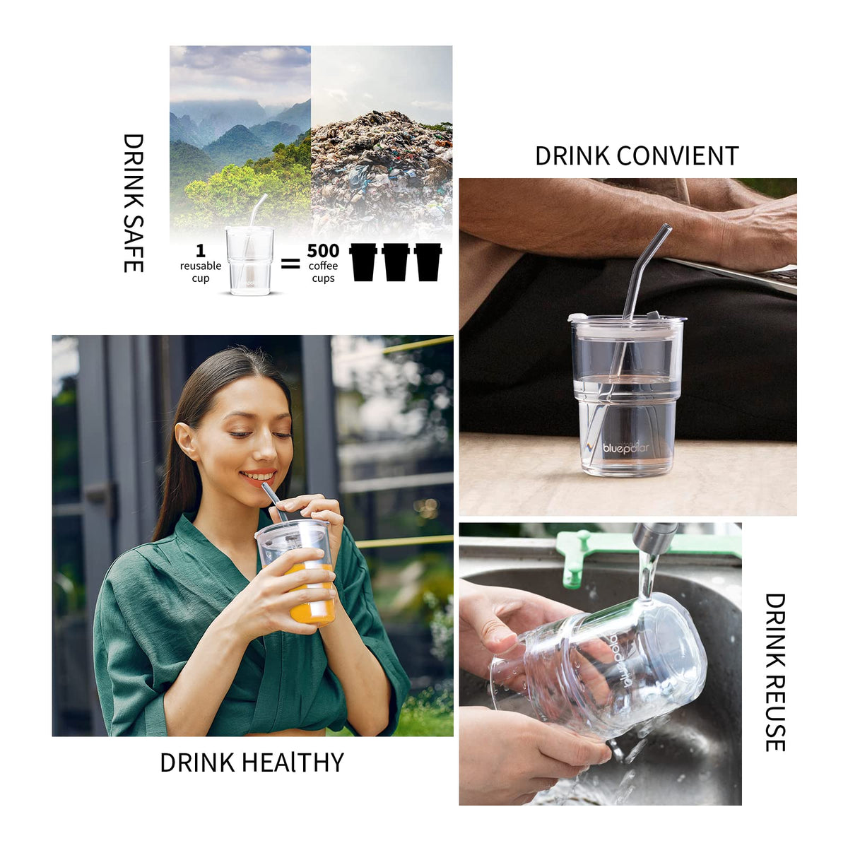 BLUEPOLAR top-rack dishwasher-safe tumbler simplifies cleanup.