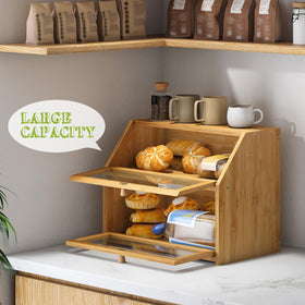 BMOSU Farmhouse bread box anti-slip pads protect countertops