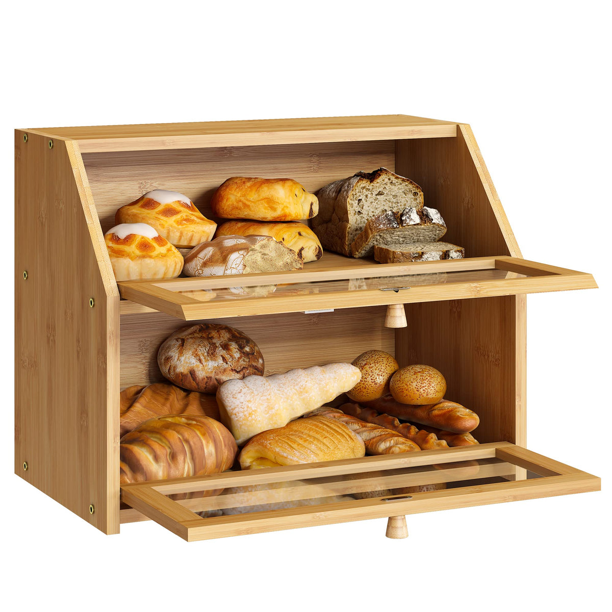 BMOSU Farmhouse bread box compact design fits neatly on countertops
