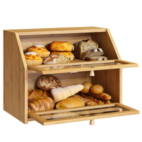BMOSU Farmhouse bread box compact design fits neatly on countertops