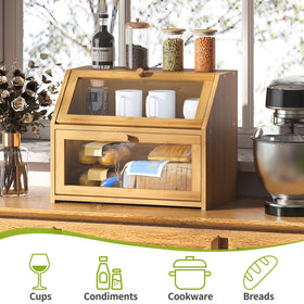 BMOSU Farmhouse bread box magnetic lock to prevent accidental closure