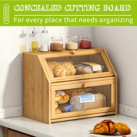 BMOSU Farmhouse bread box top view for easy loading and retrieval