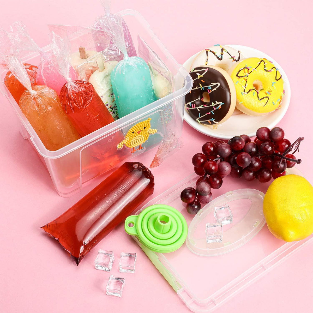 Boao bags being filled with juice using the funnel