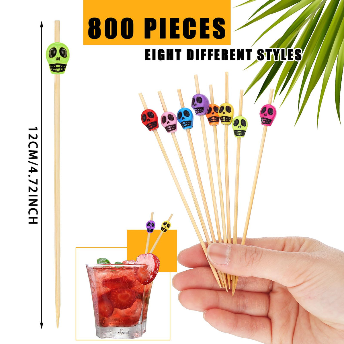 Boao skull picks brighten appetizers with vibrant skull motifs.