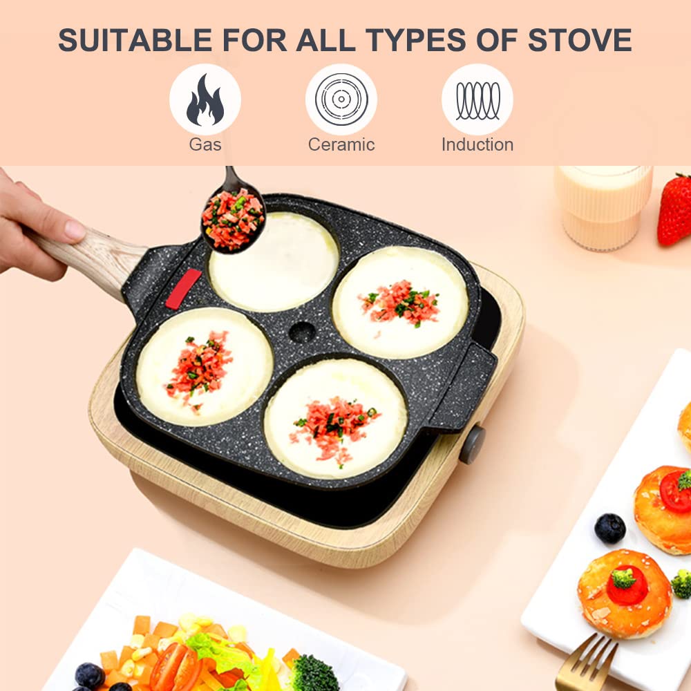 Bobikuke 4-cup egg pan compartments designed for simultaneous fillings